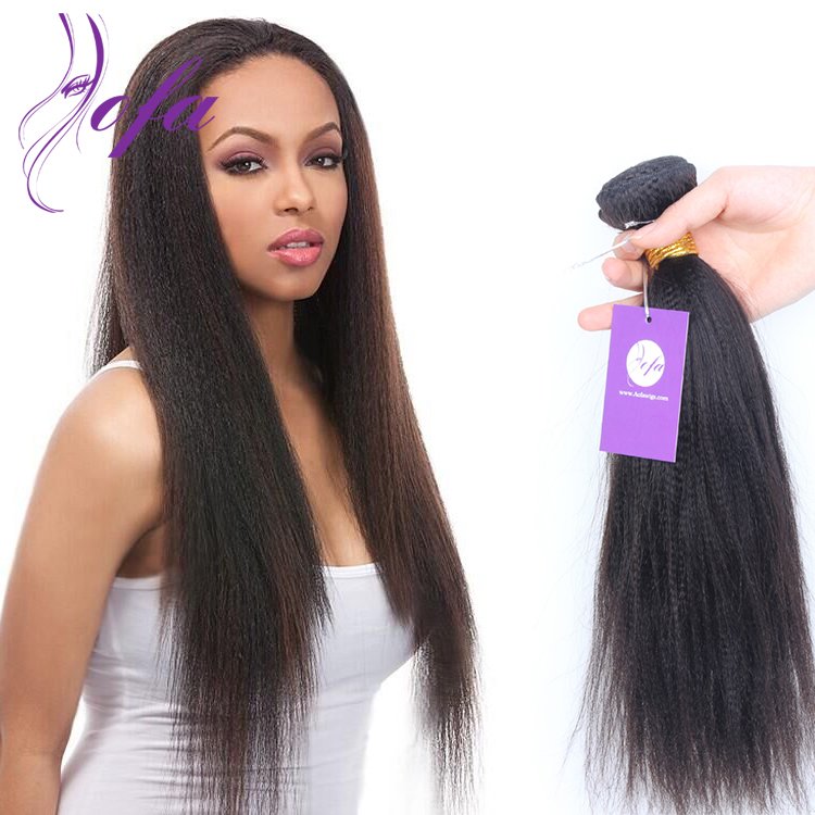 No Split Virgin Brazilian Hair Kinky Straight Yaki Hair Weave